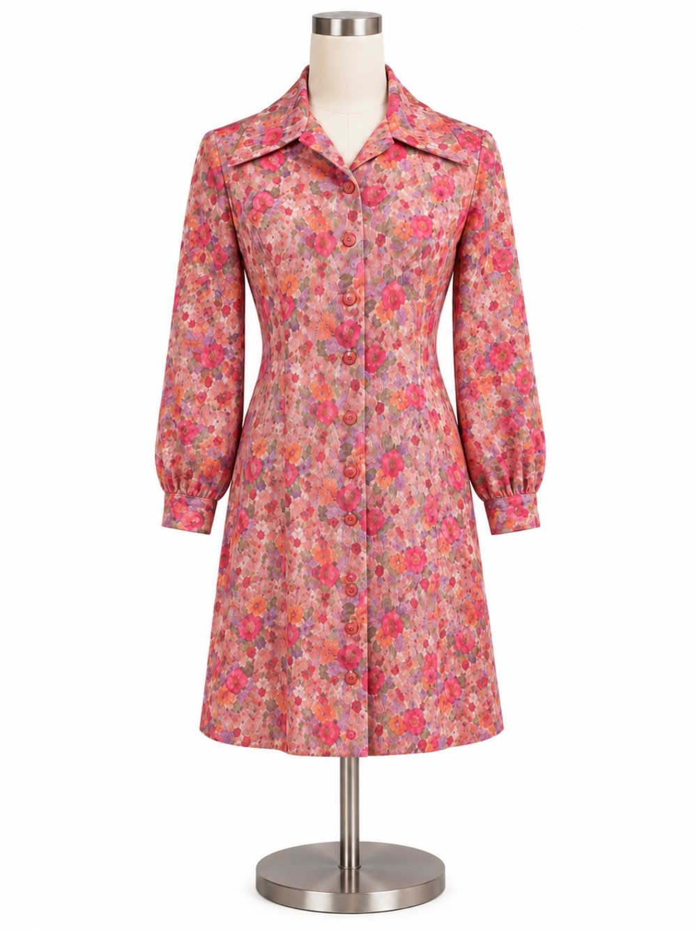Channel 1 Bill Sim vintage  button down collared retro psychedelic dress M/L